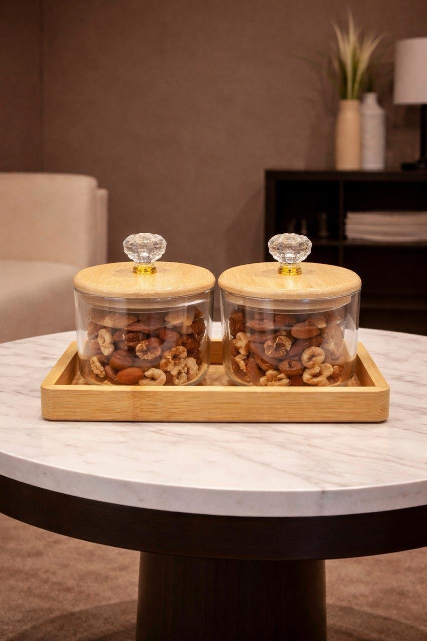 2pc jar with tray 2 Piece Jars with Tray - Image 1