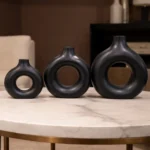 3 Piece Black Donut Vase