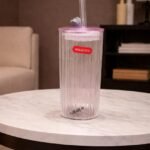 Pink Lid Coffee Glass