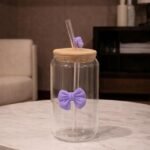 Purple Bow Coffee Glass