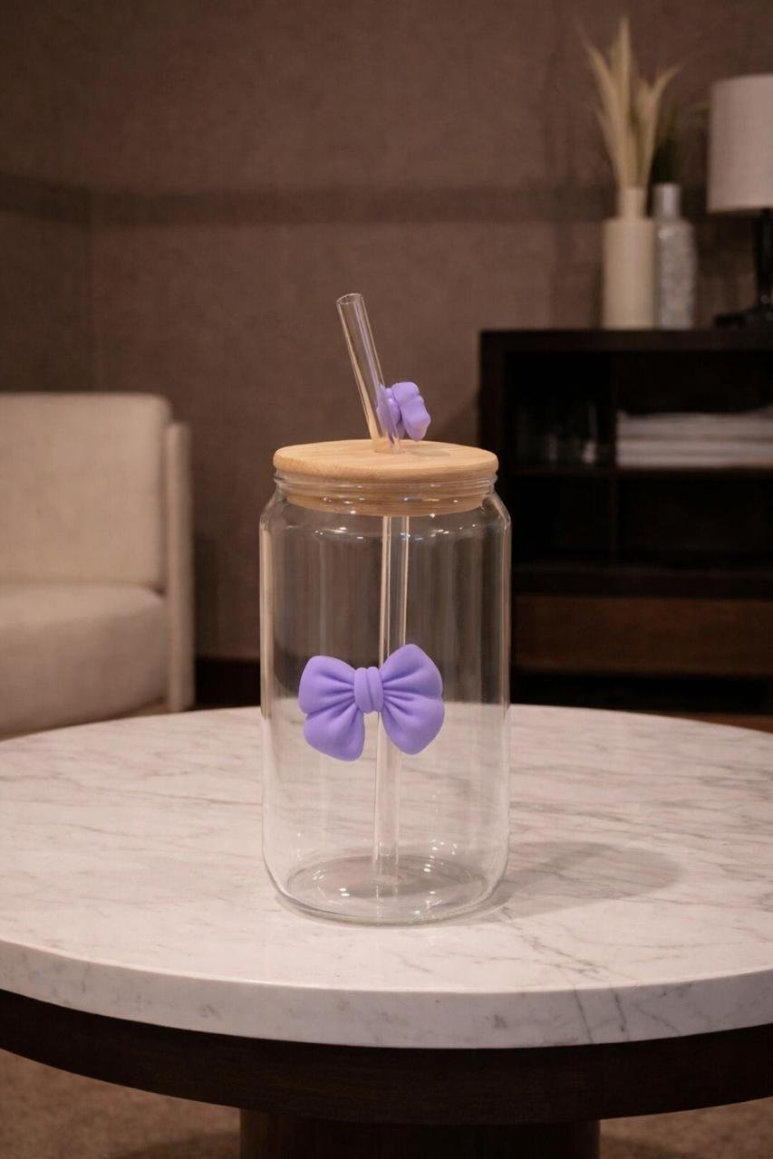 Purple bow coffe glass Purple Bow Coffee Glass - Image 1